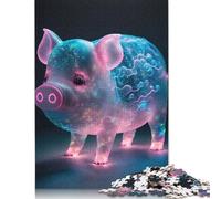 500 Piece for Adults Glow Pig Animal Jigsaw Puzzles for Adults, Wooden Puzzles Best Gift for Friends And Family 500pcs (52x38cm)