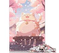 500 Piece for Adults Laughing Kawaii Cat Japan Jigsaw Puzzles for Adults, Wooden Puzzles Best Gift for Friends And Family 500pcs (52x38cm)