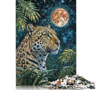 500 Piece for Adults Leopard Under The Moon Jigsaw Puzzles for Adults, Wooden Puzzles Best Gift for Friends And Family 500pcs (52x38cm)
