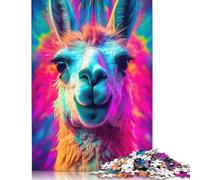 500 Piece for Adults Llama Black Light UV Glow Jigsaw Puzzles for Adults, Wooden Puzzles Best Gift for Friends And Family 500pcs (52x38cm)