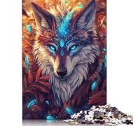 500 Piece for Adults Mystical Wolf with Feather Jigsaw Puzzles for Adults, Wooden Puzzles Best Gift for Friends And Family 500pcs (52x38cm)
