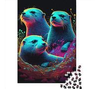 500 Piece for Adults Otter Neon5 Jigsaw Puzzles for Adults, Wooden Puzzles Best Gift for Friends And Family 500pcs (52x38cm)