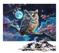 500 Piece for Adults Owl Under Moonlight Jigsaw Puzzles for Adults, Wooden Puzzles Best Gift for Friends And Family 500pcs (52x38cm)