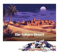 500 Piece for Adults Sahara Desert Morocco Night Landscape Jigsaw Puzzles for Adults, Wooden Puzzles Best Gift for Friends And Family 500pcs (52x38cm)