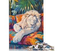 500 Piece for Adults Sleeping White Lion Jigsaw Puzzles for Adults, Wooden Puzzles Best Gift for Friends And Family 500pcs (52x38cm)