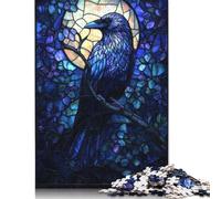 500 Piece for Adults Stained Glass Raven Jigsaw Puzzles for Adults, Wooden Puzzles Best Gift for Friends And Family 500pcs (52x38cm)
