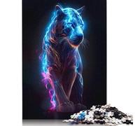500 Piece for Adults THE GLOWING TIGER Jigsaw Puzzles for Adults, Wooden Puzzles Best Gift for Friends And Family 500pcs (52x38cm)