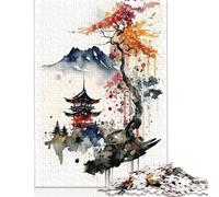 500 Piece for Adults Watercolors Japanese 6 Jigsaw Puzzles for Adults, Wooden Puzzles Best Gift for Friends And Family 500pcs (52x38cm)