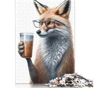 500 Piece Fox Drinked Espresso Creative Square Jigsaw Puzzles for Adults And Wooden Puzzles Toy Intellectual Game 500pcs (52x38cm)