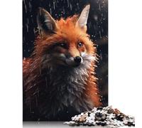 500 Piece Fox In Rain Realistic Square Jigsaw Puzzles for Adults, Wooden Puzzles Learning Educational Toy 500pcs (52x38cm)