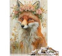 500 Piece Fox with Floral Crown Puzzles For Adults Wooden Puzzles Brain Teaser Puzzles For Children 500pcs (52x38cm)