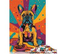 500 Piece French Bulldog Illustration French Bulldog in Pop Art Style Adult Jigsaw Puzzle Puzzles for Adults Learning Educational Puzzle 500pcs (52x38cm)