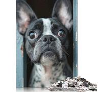 500 Piece French Bulldog Peeking Creative Square Jigsaw Puzzles for Adults And Wooden Puzzles Educational Game for Adult 500pcs (52x38cm)