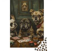 500 Piece French Bulldog Square Puzzles for Adults, Wooden Puzzles Family Entertainment Toys 500pcs (52x38cm)