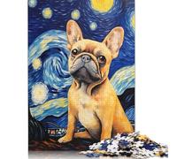 500 Piece French Bulldog Van Gogh Jigsaw Puzzles for Adults Teenagers Wooden Puzzle Jigsaws for Adults Educational Game Challenge Toy 500pcs (52x38cm)