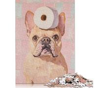 500 Piece French Bulldog with Toilet Paper Jigsaw Puzzle for Adult Teenagers Wood Puzzles for Adults Home Decoration Puzzle Toys 500pcs (52x38cm)