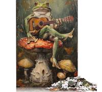 500 Piece Frog Guitar Music Mushroom Creative Square Jigsaw Puzzles for Adults & Wooden Puzzles Stress Relief Puzzle Games And Unique 500pcs (52x38cm)