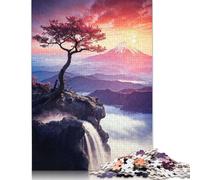 500 Piece Fujisan Sakura Sunrise Puzzles for Adults Wooden Puzzles Educational Games For Kids 500pcs (52x38cm)