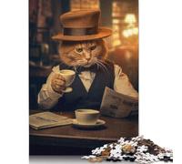 500 Piece Funny Cat Coffee Newspaper Jigsaw Puzzle for Adults And Teenager Sustainable Puzzle for Adults | Games 500pcs (52x38cm)