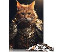 500 Piece Funny Cat Dressed Warrior Square Puzzles for Adults, Wooden Puzzles Toy Wall Decor 500pcs (52x38cm)