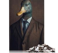 500 Piece 'Funny Duck in A Suit Jigsaw Square Puzzle for Adults & Wooden Puzzles Educational Game Challenge Toy 500pcs (52x38cm)