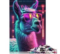 500 Piece Funny Retro Party Llama Puzzles for Adults & Wooden Puzzles Educational Puzzle Family Game 500pcs (52x38cm)