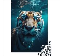 500 Piece Funny Underwater Tiger Jigsaw Puzzles, for Adults & Wooden Puzzles Educational Games For Kids 500pcs (52x38cm)