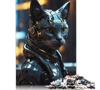 500 Piece Futuristic Cat Jigsaw Puzzles for Adult Teenagers Wood Puzzles Jigsaw Puzzles for Adults Educational Game Challenge Toy 500pcs (52x38cm)