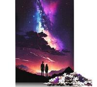 500 Piece Galaxy Couple Landscape Square Puzzles for Adults, Wooden Puzzles Toy Wall Decor 500pcs (52x38cm)