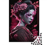 500 Piece Geisha Neon Cherry Blossom1 Jigsaw Puzzles, for Adults & Wooden Puzzles Educational Games For Kids 500pcs (52x38cm)