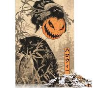 500 Piece Geisha Pumpkin Mask Halloween Jigsaw Puzzle for Adult Teenagers Puzzles Wooden Puzzles Sustainable Puzzle for Adults 500pcs (52x38cm)