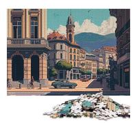 500 Piece Geneva City Pixel Art Jigsaw Wooden Puzzle Adult Jigsaw Puzzle Jigsaw Puzzles for Adult 500pcs (52x38cm)