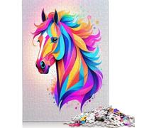 500 Piece Geometric Color Horse Jigsaw Puzzles for Adult Teenagers Wooden Puzzles for Adults Puzzles Stress Relief Toys 500pcs (52x38cm)