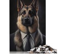 500 Piece German Shepherd Dog Suit Square Puzzles for Adults And Wooden Puzzles Family Activity 500pcs (52x38cm)