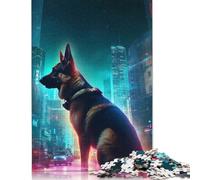 500 Piece German Shepherd Futuristic Jigsaw Puzzles for Adults Teenagers Wooden Puzzle Adult Jigsaw Puzzle Secret Santa Gifts 500pcs (52x38cm)
