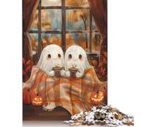 500 Piece Ghost Couple Cozy Autumn Jigsaw Puzzles for Adults Teenagers Wooden Puzzle Jigsaws for Adults Educational Game Challenge Toy 500pcs (52x38cm)