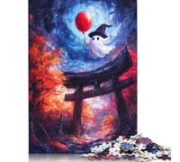 500 Piece Ghost with Balloon at Torii Gate Square Puzzles for Adults, Wooden Puzzles Toy Wall Decor 500pcs (52x38cm)