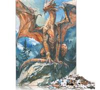 500 Piece Giant Dragon Sketch Jigsaw Puzzle for Adult Teenagers Wooden Puzzles for Adults Sustainable Puzzle for Adults 500pcs (52x38cm)