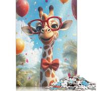 500 Piece Giraffe in Glasses Jigsaw Puzzles for Adults Teenagers Wood Puzzles Wooden Puzzles Jigsaw Puzzles for Adult 500pcs (52x38cm)