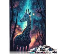 500 Piece Giraffe Neon Creative Square Jigsaw Puzzles for Adults & Wooden Puzzles Stress Relief Puzzle Games And Unique 500pcs (52x38cm)
