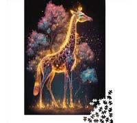 500 Piece Giraffe Neon Puzzles for Adults Wooden Puzzles Educational Game for Children As A 500pcs (52x38cm)