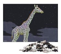 500 Piece 'Giraffe Space Vintage Jigsaw Puzzle for Adult Teenagers Puzzle Jigsaws for Adults Puzzles for Adults 500pcs (52x38cm)