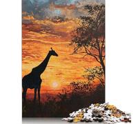 500 Piece Giraffe Sunset Adult Jigsaw Puzzle Puzzle Jigsaws for Adults Teenagers Age 12+ 500pcs (52x38cm)