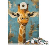 500 Piece Giraffe With Toilet Paper Square Puzzles for Adults & Wooden Puzzles Educational Game 500pcs (52x38cm)
