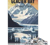 500 Piece Glacier Bay National Park Poster Jigsaw Puzzle for Adult Teenagers Wooden Puzzles for Adults Family Activity Jigsaw Puzzles 500pcs (52x38cm)