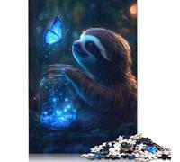 500 Piece Glowing Butterfly Sloth Puzzles for Adults Wooden Puzzles Educational Games For Kids 500pcs (52x38cm)