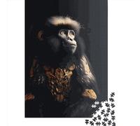 500 Piece Gold Monkey Puzzles for Wooden Puzzles Educational Game for Adult 500pcs (52x38cm)