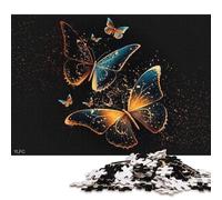 500 Piece Golden Butterflies Square Puzzles for Adults, Wooden Puzzles Family Entertainment Toys 500pcs (52x38cm)
