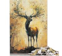 500 Piece Golden Deer Jigsaw Wooden Puzzle Adult Jigsaw Puzzle Jigsaw Puzzles for Adult 500pcs (52x38cm)