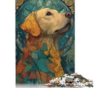 500 Piece Golden Retriever in Autumnal Art Nouveau Jigsaw Puzzle for Adult Teenagers Puzzles for Adults Puzzles Educational Game for Adult Teenagers 500pcs (52x38cm)
